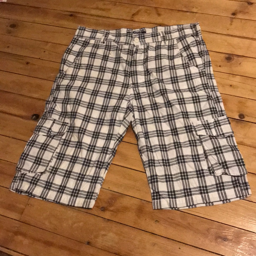 Plaid cargo shorts